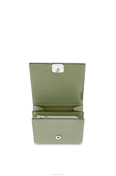 Loewe Anagram compact flap wallet in pebble grain calfskin 688V1248 Women Rosemary