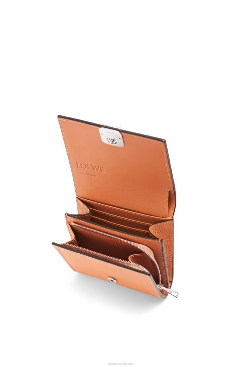 Loewe Anagram compact flap wallet in pebble grain calfskin 688V1307 Women Coral Reef