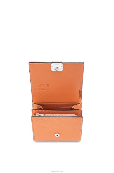 Loewe Anagram compact flap wallet in pebble grain calfskin 688V1307 Women Coral Reef