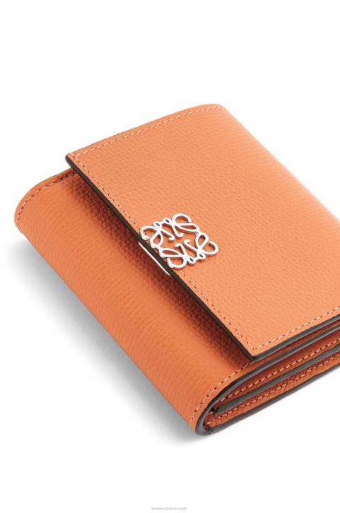 Loewe Anagram compact flap wallet in pebble grain calfskin 688V1307 Women Coral Reef