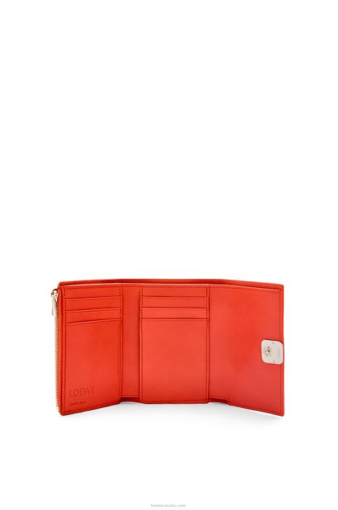 Loewe Anagram small vertical wallet in pebble grain calfskin 688V1205 Women Sunrise Orange