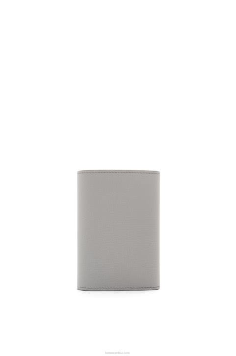 Loewe Anagram small vertical wallet in pebble grain calfskin 688V1208 Women Pearl Grey