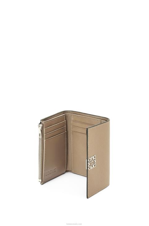 Loewe Anagram small vertical wallet in pebble grain calfskin 688V1216 Women Sand