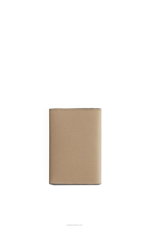 Loewe Anagram small vertical wallet in pebble grain calfskin 688V1216 Women Sand