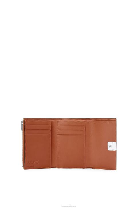 Loewe Anagram small vertical wallet in pebble grain calfskin 688V1231 Women Tan