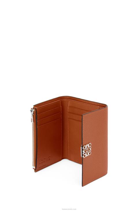 Loewe Anagram small vertical wallet in pebble grain calfskin 688V1231 Women Tan