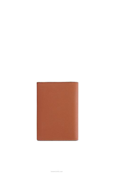 Loewe Anagram small vertical wallet in pebble grain calfskin 688V1231 Women Tan