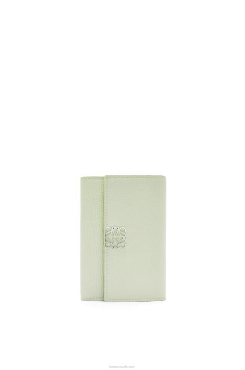 Loewe Anagram small vertical wallet in pebble grain calfskin 688V1234 Women Light Celadon