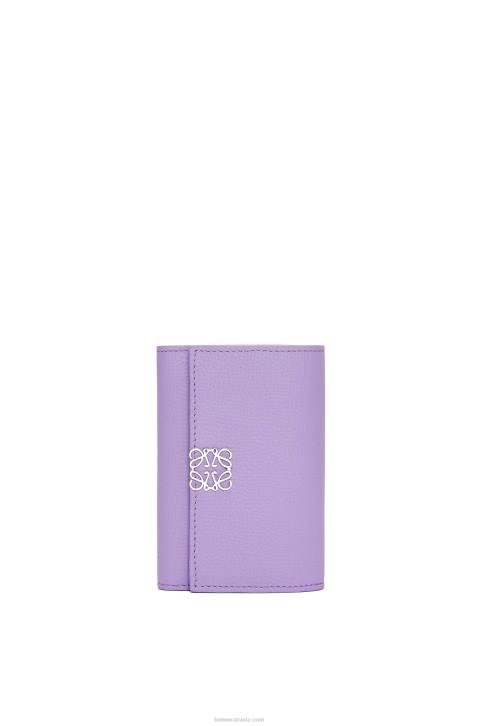 Loewe Anagram small vertical wallet in pebble grain calfskin 688V1237 Women Light Mauve
