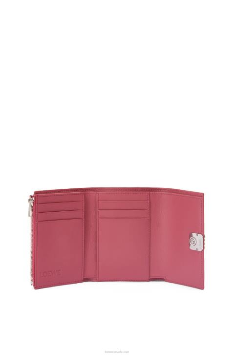 Loewe Anagram small vertical wallet in pebble grain calfskin 688V1240 Women Plumrose