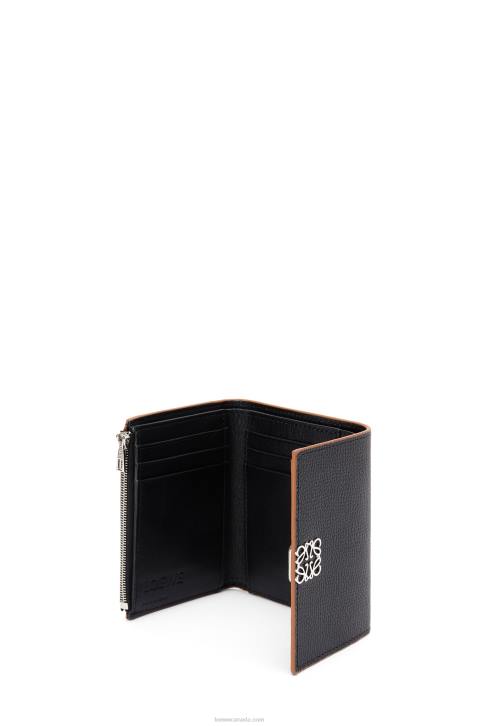 Loewe Anagram small vertical wallet in pebble grain calfskin 688V1246 Women Black