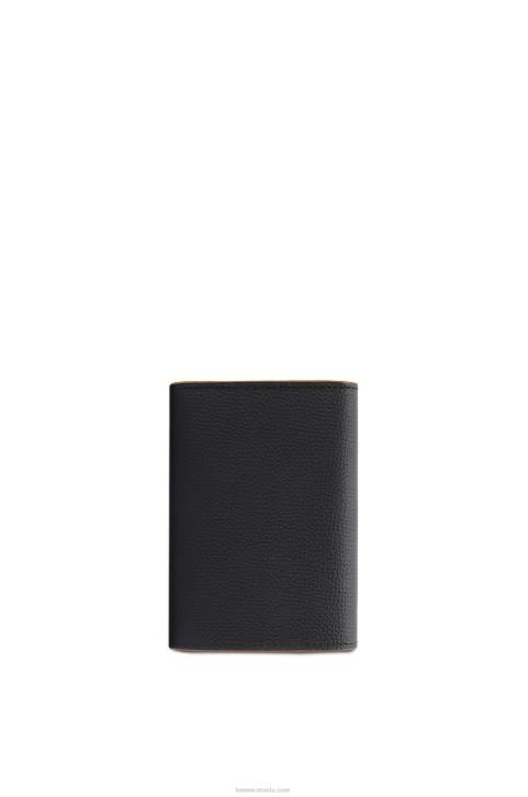 Loewe Anagram small vertical wallet in pebble grain calfskin 688V1246 Women Black