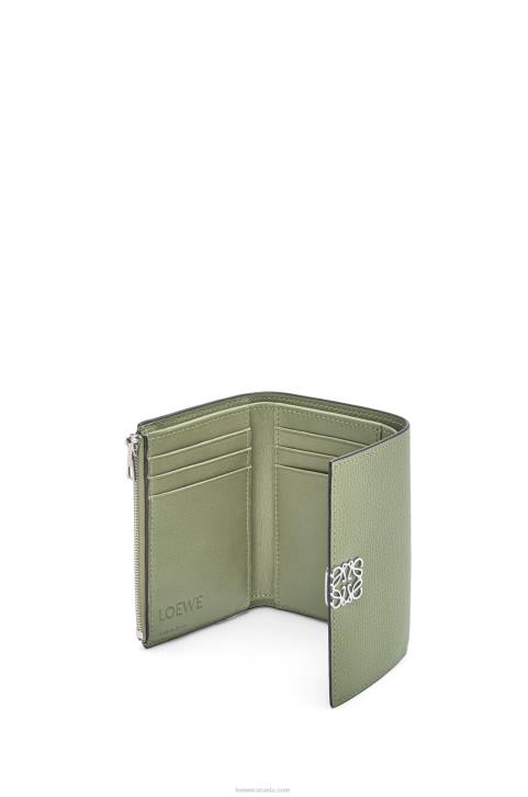 Loewe Anagram small vertical wallet in pebble grain calfskin 688V1249 Women Rosemary