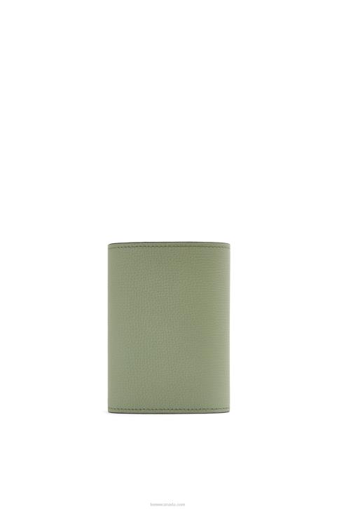 Loewe Anagram small vertical wallet in pebble grain calfskin 688V1249 Women Rosemary