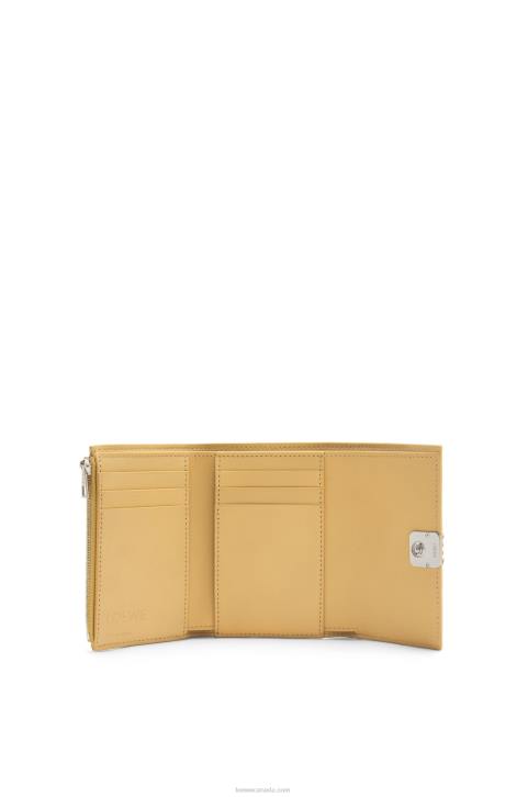 Loewe Anagram small vertical wallet in pebble grain calfskin 688V1264 Women Dark Butter