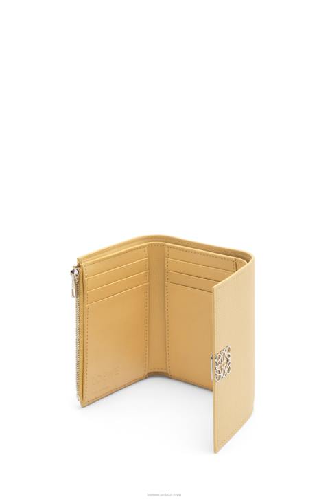 Loewe Anagram small vertical wallet in pebble grain calfskin 688V1264 Women Dark Butter