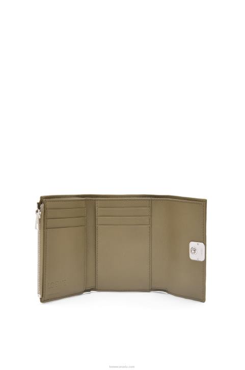 Loewe Anagram small vertical wallet in pebble grain calfskin 688V1291 Women Artichoke Green