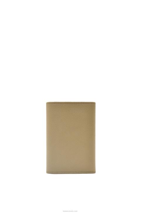 Loewe Anagram small vertical wallet in pebble grain calfskin 688V1291 Women Artichoke Green