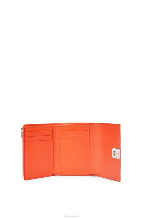 Loewe Anagram small vertical wallet in pebble grain calfskin 688V1292 Women Orange