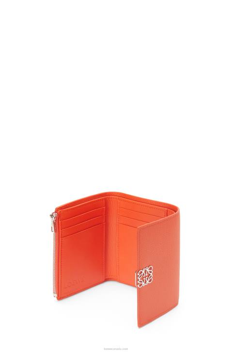 Loewe Anagram small vertical wallet in pebble grain calfskin 688V1292 Women Orange