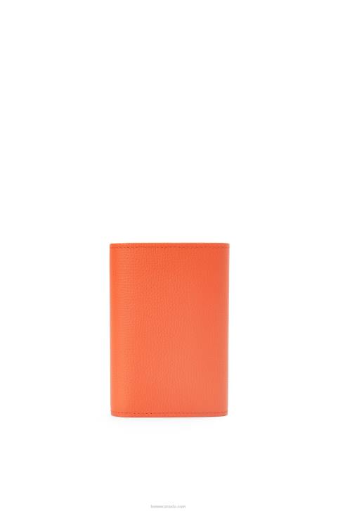 Loewe Anagram small vertical wallet in pebble grain calfskin 688V1292 Women Orange