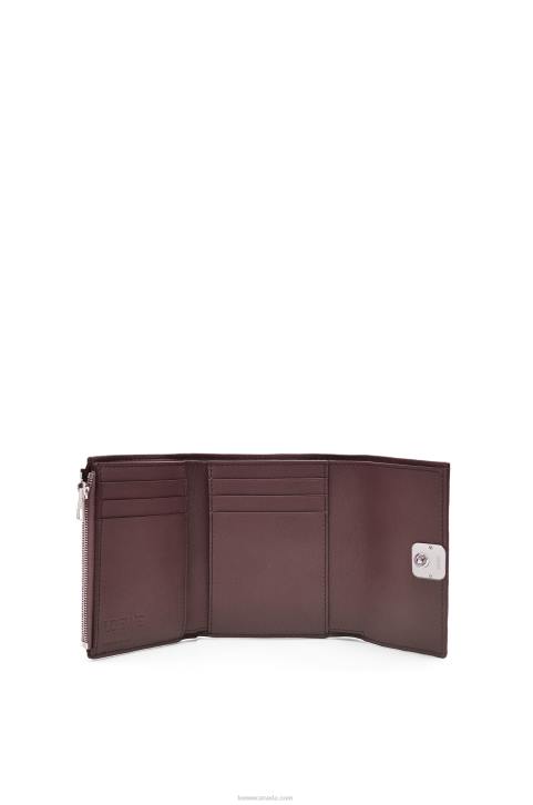 Loewe Anagram small vertical wallet in pebble grain calfskin 688V1297 Women Burgundy