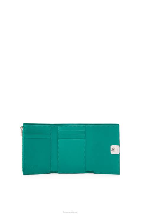 Loewe Anagram small vertical wallet in pebble grain calfskin 688V1318 Women Emerald Green