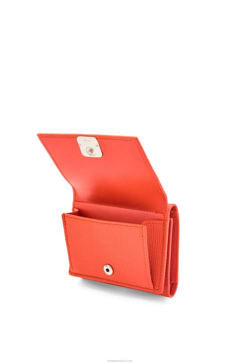 Loewe Anagram trifold wallet in pebble grain calfskin 688V1204 Women Sunrise Orange