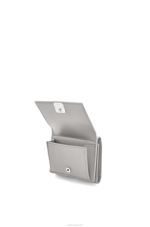 Loewe Anagram trifold wallet in pebble grain calfskin 688V1206 Women Pearl Grey