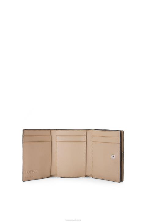 Loewe Anagram trifold wallet in pebble grain calfskin 688V1214 Women Sand