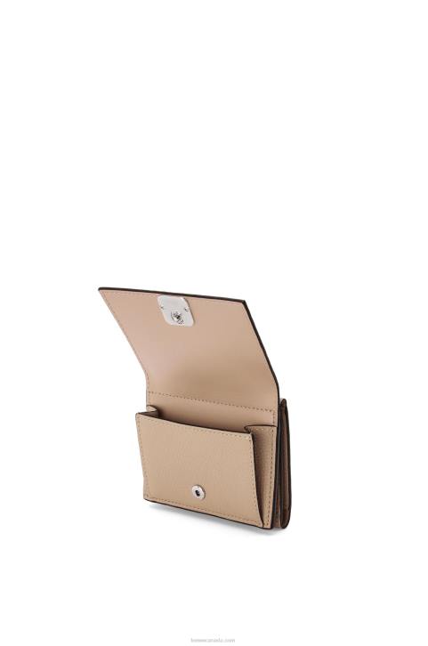 Loewe Anagram trifold wallet in pebble grain calfskin 688V1214 Women Sand