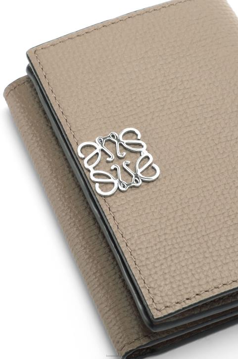 Loewe Anagram trifold wallet in pebble grain calfskin 688V1214 Women Sand