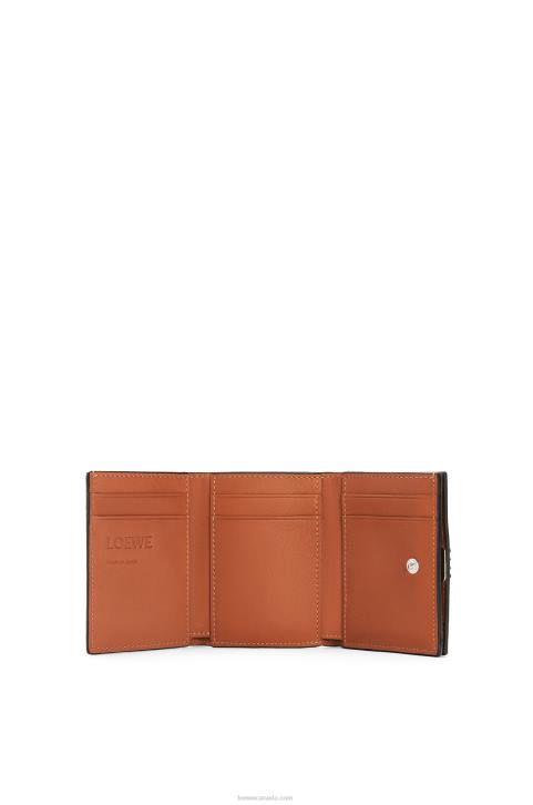 Loewe Anagram trifold wallet in pebble grain calfskin 688V1230 Women Tan