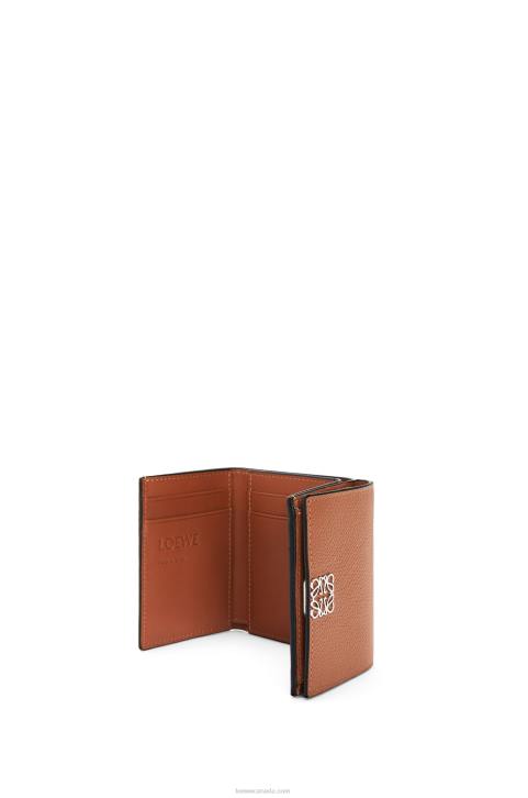 Loewe Anagram trifold wallet in pebble grain calfskin 688V1230 Women Tan