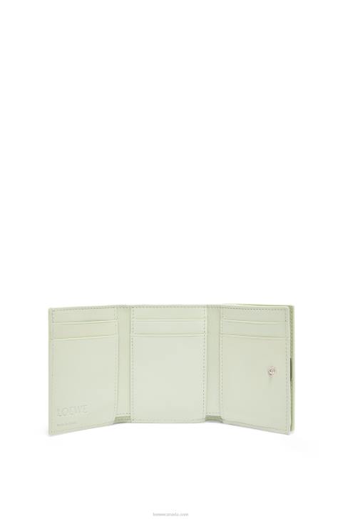 Loewe Anagram trifold wallet in pebble grain calfskin 688V1232 Women Light Celadon