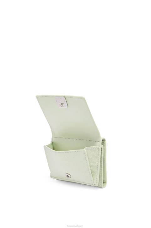 Loewe Anagram trifold wallet in pebble grain calfskin 688V1232 Women Light Celadon