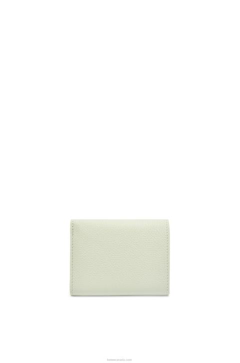 Loewe Anagram trifold wallet in pebble grain calfskin 688V1232 Women Light Celadon