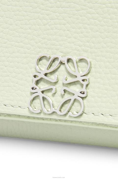 Loewe Anagram trifold wallet in pebble grain calfskin 688V1232 Women Light Celadon