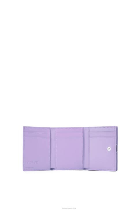 Loewe Anagram trifold wallet in pebble grain calfskin 688V1235 Women Light Mauve