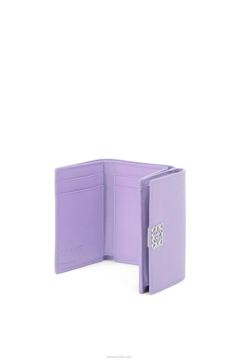Loewe Anagram trifold wallet in pebble grain calfskin 688V1235 Women Light Mauve