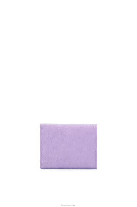 Loewe Anagram trifold wallet in pebble grain calfskin 688V1235 Women Light Mauve