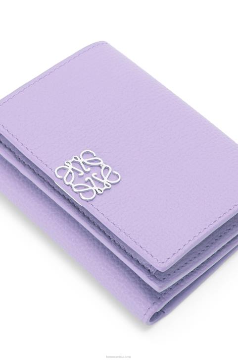 Loewe Anagram trifold wallet in pebble grain calfskin 688V1235 Women Light Mauve