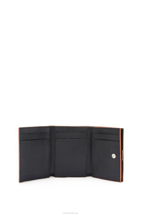 Loewe Anagram trifold wallet in pebble grain calfskin 688V1245 Women Black