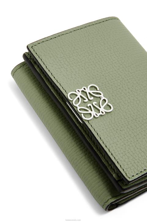 Loewe Anagram trifold wallet in pebble grain calfskin 688V1247 Women Rosemary