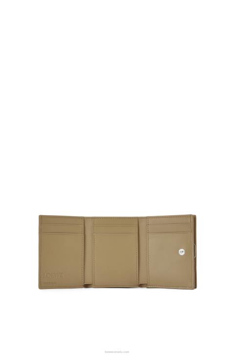 Loewe Anagram trifold wallet in pebble grain calfskin 688V1290 Women Artichoke Green