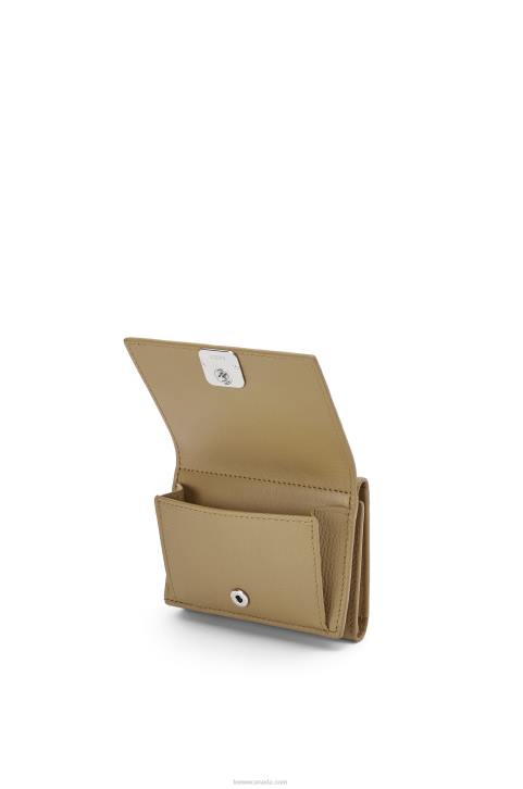 Loewe Anagram trifold wallet in pebble grain calfskin 688V1290 Women Artichoke Green