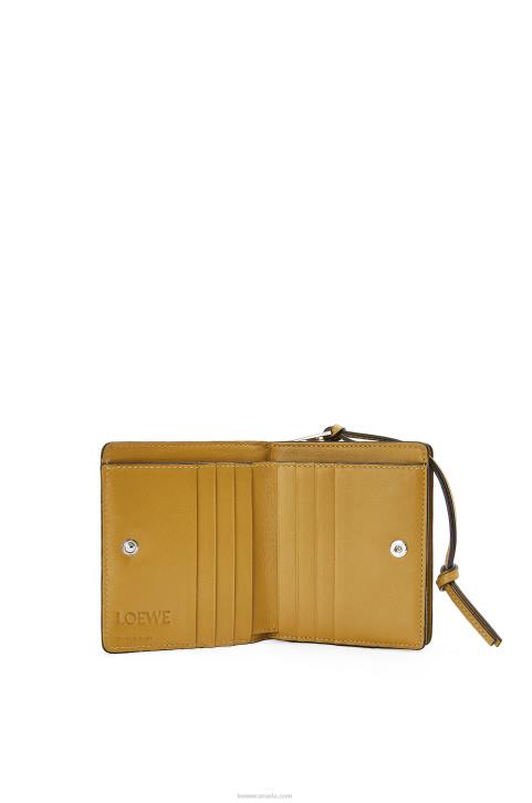 Loewe Brand compact zip wallet in classic calfskin 688V1301 Women Tan/Ochre