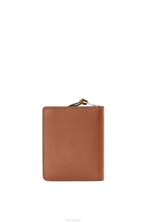 Loewe Brand compact zip wallet in classic calfskin 688V1301 Women Tan/Ochre