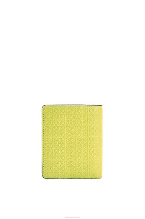Loewe Compact zip wallet in embossed silk calfskin 688V1312 Women Lime Yellow