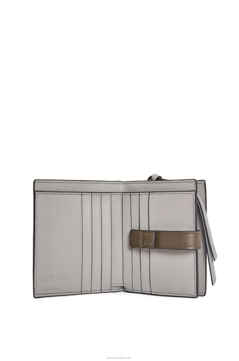 Loewe Compact zip wallet in soft grained calfskin 688V1211 Women Sage Green/Dark Khaki Green